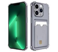 DEVASO Coque pour iPhone 13 Pro avec Porte Cartes, Souple TPU Silicone Transparente Protection de la Caméra Étui Portefeuille Lentille Anti-Rayures Carte Housse, Noir