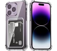 DEVASO Coque pour iPhone 14 Pro avec Porte Cartes, Souple TPU Silicone Transparente Protection de la Caméra Étui Portefeuille Lentille Anti-Rayures Carte Housse