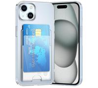 DEVASO Coque pour iPhone 15 Plus avec Porte Cartes, Souple TPU Silicone Transparente Protection de la Caméra Étui Portefeuille Lentille Anti-Rayures Carte Housse pour 2 Cartes