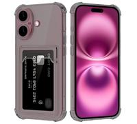 DEVASO Coque pour iPhone 16 avec Porte Cartes, Souple TPU Silicone Transparente Protection de la Caméra Étui Portefeuille Lentille Anti-Rayures Carte Housse, Noir