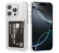 DEVASO Coque pour iPhone 16 Pro avec Porte Cartes, Souple TPU Silicone Transparente Protection de la Caméra Étui Portefeuille Lentille Anti-Rayures Carte Housse