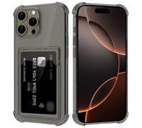 DEVASO Coque pour iPhone 16 Pro Max avec Porte Cartes, Souple TPU Silicone Transparente Protection de la Caméra Étui Portefeuille Lentille Anti-Rayures Carte Housse, Noir