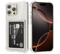 DEVASO Coque pour iPhone 16 Pro Max avec Porte Cartes, Souple TPU Silicone Transparente Protection de la Caméra Étui Portefeuille Lentille Anti-Rayures Carte Housse