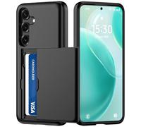 DEVASO Coque pour Samsung Galaxy S25 Plus avec Porte Cartes, Fente Cachée Coulissante, Antichoc TPU+PC, Protection de la Caméra Étui Portefeuille Lentille Anti-Rayures Carte Housse, Noir