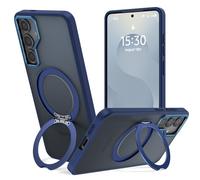 DEVASO Coque pour Samsung Galaxy S25 Plus/S24 Plus avec Support, Compatible avec MagSafe Anneau Rotatif à 360° Étui Magnétique Béquille Housse Fine Protection Antichoc Case Translucide Mat, Bleu