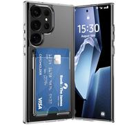 DEVASO Coque pour Samsung Galaxy S25 Ultra avec Porte Cartes, Souple TPU Silicone Transparente Protection de la Caméra Étui Portefeuille Lentille Anti-Rayures Carte Housse pour 2 Cartes