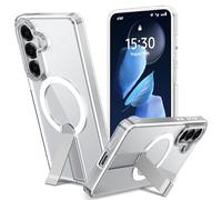 DEVASO Coque pour Samsung Galaxy S26 avec Support Compatible avec MagSafe, Étui Protection Qualité Militaire Anti-Rayures, PC Dur Arrière Protection Antichoc Anti-Jaunissement Housse, Transparent