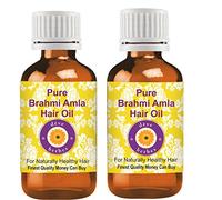 Deve Herbes Brahmi Amla Lot de 2 huiles capillaires extraites traditionnellement pures non collantes et légères pour les soins capillaires pour homme et femme Utilisation traditionnelle naturelle 100