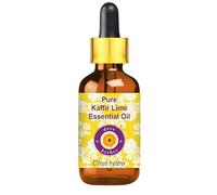 Deve Herbes Huile essentielle pure de citron vert kaffern (Citrus hystrix) avec compte-gouttes en verre, distillée à la vapeur, 10 ml