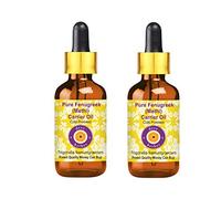 Deve Herbes Pure Huile de Fenugrec (Methi) Support (Trigonella foenumgraecum) avec compte-gouttes en verre Pressé à Froid qualité thérapeutique naturelle (Paquet de Deux) 100ml X 2 (6,76 oz)