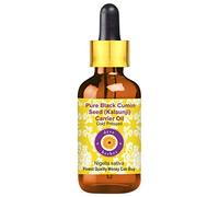 Deve Herbes Pure Huile de Graine de cumin noir Huile de support (Kalaunji) (Nigella sativa) avec compte-gouttes en verre Pressé à Froid qualité thérapeutique naturelle 100ml (3,38 oz)