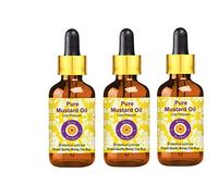 Deve Herbes Pure Huile de Moutarde (Brassica juncea) avec compte-gouttes en verre Pressé à Froid qualité thérapeutique naturelle (Paquet de Trois) 100ml X 3 (10 oz)