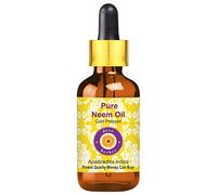 Deve Herbes Pure Huile de Neem (Azadirachta indica) avec compte-gouttes en verre Pressé à Froid qualité thérapeutique naturelle 50ml (1,69 oz)