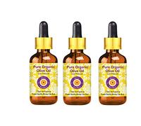 Deve Herbes Pure Huile de Olives biologiques (Olea europaea) avec compte-gouttes en verre Pressé à Froid qualité thérapeutique naturelle (Paquet de Trois) 100ml X 3 (10 oz)