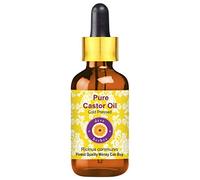 Deve Herbes Pure Huile de Ricin (Ricinus communis) avec compte-gouttes en verre Pressé à Froid qualité thérapeutique naturelle 15ml (0,5 oz)