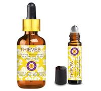 Deve Herbes Pure Huile essentielle multi-usages Thieves Mélange d'huiles essentielles pures 15 ml (0,50 oz) avec roll-on prêt à l'emploi de 10 ml (0,33 oz)