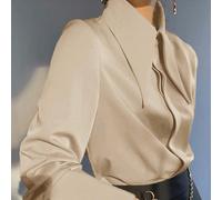 [Développement personnalisé] Femmes Mode Manches Longues Couleur Unie Blouse D'été Élégante L,M,S,XL,XXLUnicoloreTissu tissé