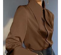 [Développement personnalisé] Nouvelle arrivée Chemise à manches longues de couleur unie élégante pour femme, été L,M,S,XL,XXLUnicoloreTissu tissé