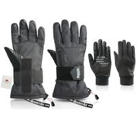 devembr Gants de Snowboard avec Protège-Poignets et Doublures Amovibles, Gants de Ski Imperméables, S