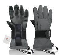 devembr Gants de Snowboard avec Protège-Poignets, Gants de Ski à écran Tactile, Imperméables, Gris, S