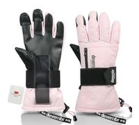 devembr Gants de Snowboard avec Protège-Poignets, Gants de Ski à écran Tactile, Imperméables, Rose, M