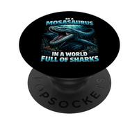 Devenez Un mosasaure dans Un Monde rempli de Requins dans la mer préhistorique PopSockets PopGrip Adhésif