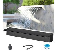 Déversoir de Cascade Bec déversoir en Acier Inoxydable encastré pour Usage extérieur/intérieur, déversoir Domestique/Commercial pour piscines/étangs, Taille Personnalisable(Black,46inch(117cm))