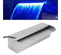 déversoir de cascade de piscine en acier inoxydable de 11.9 po avec lumière LED de couleur,Déversoir de cascade, kit de déversoir de fontaine d'eau de piscine extérieure pour jardin, terrasse
