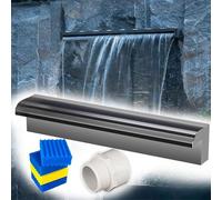 Déversoir de Cascade en Acier Inoxydable pour Piscine avec Filtre en Coton et raccord - Élément Aquatique réglable de 16 à 79 Pouces pour Villas, Jardins et Parcs Aquatiques (Longueur 51 pou