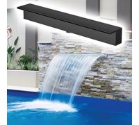 Déversoir de cascade extérieur - Fontaine cascade personnalisable en acier inoxydable avec tube souple et connecteur - Élément d'eau extérieur pour bassin, terrasse, jardin et rocaille (noir