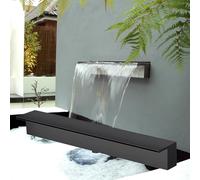 Déversoir de Cascade Kit Cascade pour Bassin en Acier Inoxydable avec Tuyau, déversoir pour Fontaine pour Parcs/hôtels/aéroports/centres commerciaux, pour l'extérieur/l'intérieur(Black,12in/30cm)