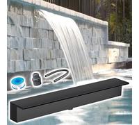 Déversoir de Cascade Kit Cascade pour Bassin en Acier Inoxydable, Becs de Cascade Personnalisables Petits et Grands, Fontaine de Piscine résistante à la Rouille(Black,125cm/49.2in)