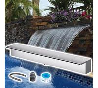Déversoir de Cascade Kit de déversoir pour Fontaine en Acier Inoxydable 304 avec Tuyau, déversoir Noir/Argent pour Cascade extérieure, Cascade pour Bassin Domestique/Commercial(Silver,12″/30cm)