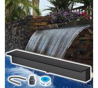 Déversoir de Cascade Kit de déversoir pour Fontaine en Acier Inoxydable 304 avec Tuyau, déversoir Noir/Argent pour Cascade extérieure, Cascade pour Bassin Domestique/Commercial(Black,38″/97cm)