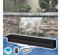 Déversoir de Cascade Résistant à la Rouille étang déversement avec Tuyau, Fonction de la Fontaine en Acier Inoxydable ménager/Commercial, pour Hôtel/Gares/Centres commerciaux(Black,93"/236cm)