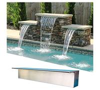 Déversoir en Acier Inoxydable 304 - Fontaine extérieure Durable pour Jardin et Bassin, résistante à l'eau de mer, Cascade argentée de 60 cm