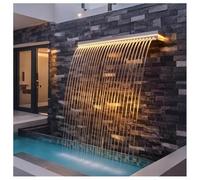 Déversoir en acier inoxydable Fontaine de piscine Cascade pour piscine, étang de jardin, terrasse, décoration de spa(100CM)