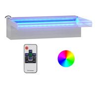 Déversoir pour cascade avec LED - vidaXL - 30x21x8 cm - Acier inoxydable brossé - LED RVB - Télécommande incluse