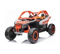 Devessport Can-Am Maverick Buggy électrique tout-terrain 24 V avec licence officielle, 2 sièges, roues en caoutchouc EVA et suspension - pour enfants de 1 à 7 ans Orange