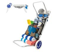 DEVESSPORT Chariot de Plage Multifonction Convertible en Table Pliable avec Grandes Roues, Aluminium léger, Sac en Filet et Design Compact pour Transport et Confort à la Plage ou au Camping