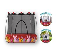 DEVESSPORT Kohala Bunny Jump Rouge. Trampoline & Parc 2en1 Gonflable. Filet, Pompe, Sac. Dès 3 Ans