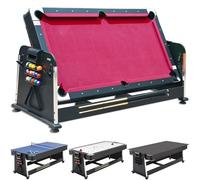 DEVESSPORT Olimpus Multijeu rotatif 4 en 1 | Table de billard, air hockey, ping-pong et table de salle à manger | 203,5 x 112 x 81 cm | Comprend tous les accessoires pour les 3 jeux