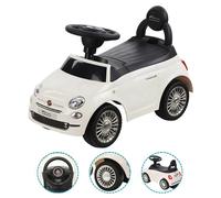 DEVESSPORT Porteur Enfant Fiat 500 Blanc, Licence Officielle, Volant Sons & Musique, Siège Coffre, Idéal 1-3 Ans