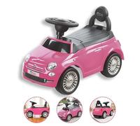 DEVESSPORT Porteur Fiat 500 Rose. Licence Officielle. Volant Klaxon & Sons. Rangement. Anti-Bascule. 12-36 Mois.