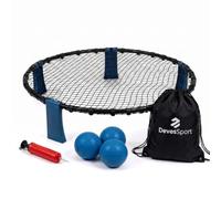 DevesSport Speedy Ball Ensemble complet avec filet de rebond (Ø 90 cm) pour plage, jardin et extérieur Set complet avec 3 ballons, pompe et sac de transport