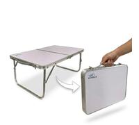 Devessport Table pliante en aluminium pour camping et extérieur avec plateau MDF, structure légère et portable, dimensions 164 x 47 x 40 cm, couleur argent