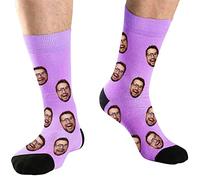 DEVFISH Chaussettes fantaisie personnalisées pour hommes, femmes, animaux de compagnie, Violet clair, XL