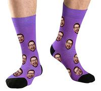 DEVFISH Chaussettes fantaisie personnalisées pour hommes, femmes, animaux de compagnie, violet, Medium
