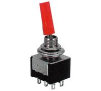 Déviateur ON-OFF-ON avec levier long, rouge, bipolaire DPDT, 2 positions, trou de montage 6 mm, panneau, portée 12 V 220 V 3 A, contacts à souder, bascule, 2 voies, avec position centrale