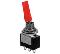 Déviateur ON-OFF-ON avec levier long, rouge, unipolaire SPDT, 2 positions, trou de montage 6 mm, panneau, portée 12 V 220 V 3 A, contacts à souder, bascule, 1 voie, avec position centrale
